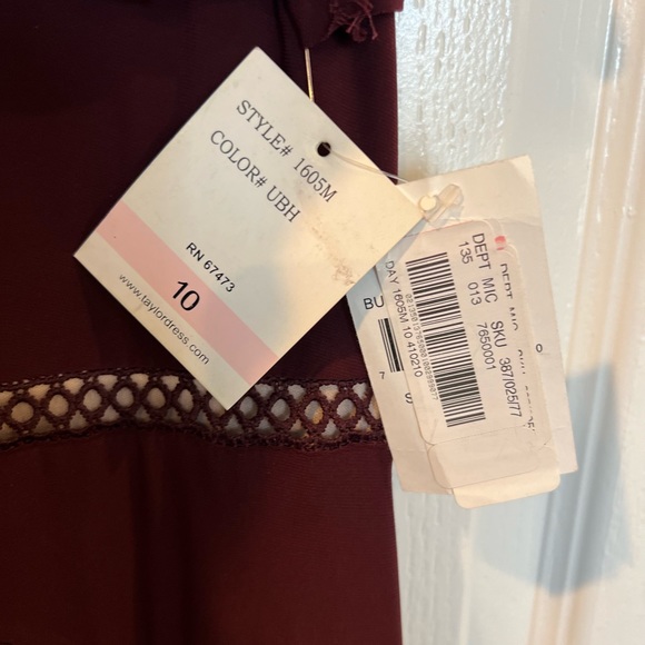 Taylor Burgundy Blush Ruffle Sleeve High Low Knit Midi Dress - Picture 7 of 9